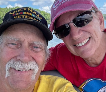 Jim and Gail with big smiles while enjoying their travels.