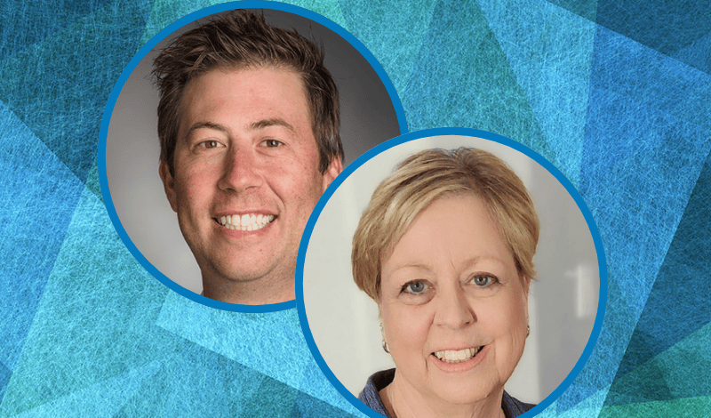 Headshots of podcast guests Dr. Jacob Sands and Wendy Brooks