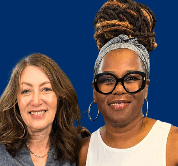 Annabelle Gurwitch with her arm around Colette Smith